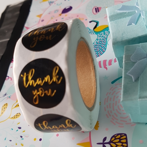 3/25$ 200 pcs Black & Gold Thank You Stickers 1" Inch - Picture 12 of 13